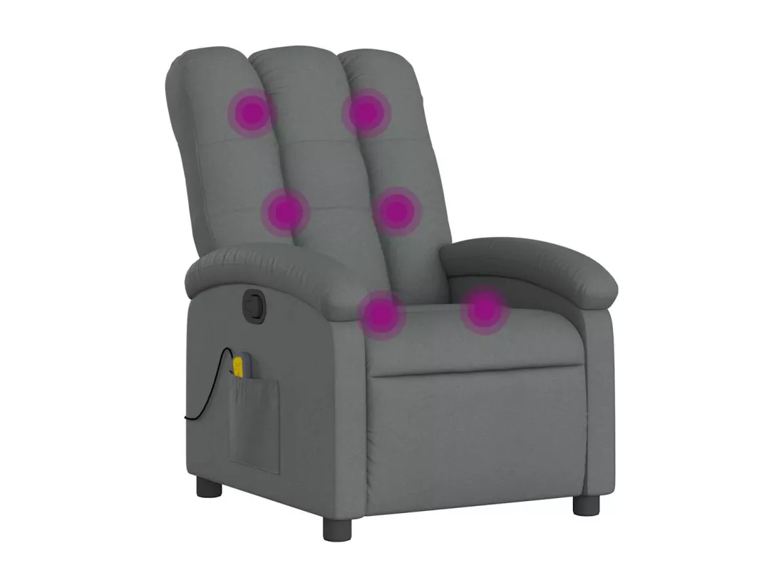 Fauteuil de massage inclinable Gris foncé Tissu