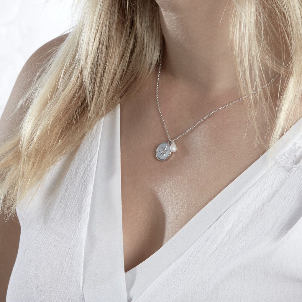 Collier Argent Glad Perle De Culture Oxydes De Zirconium