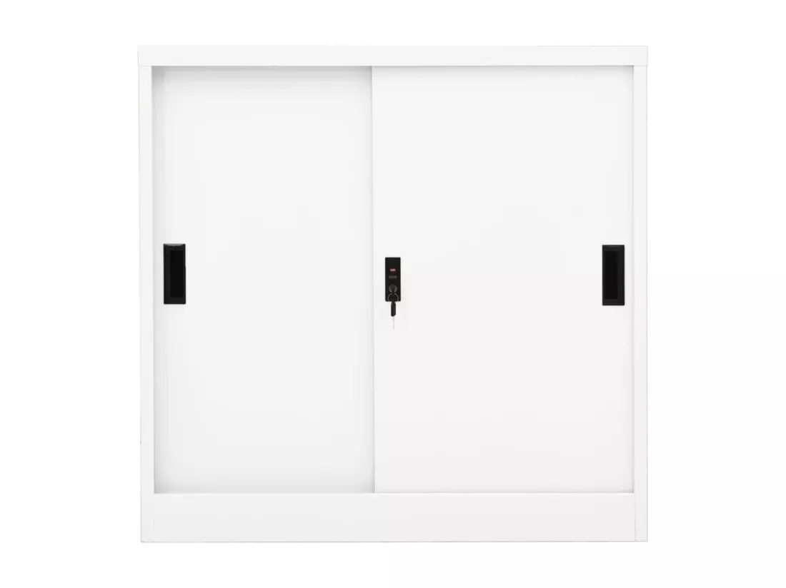Armoire de bureau avec porte coulissante Blanc 90x40x90cm Acier