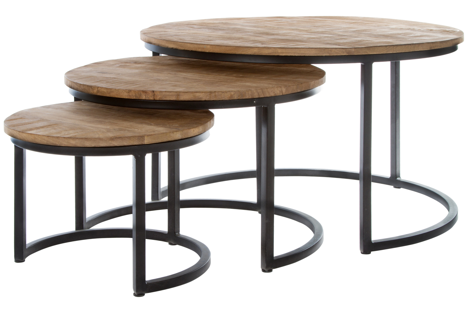 3er Set Couchtisch MOON - natur - Mango massiv