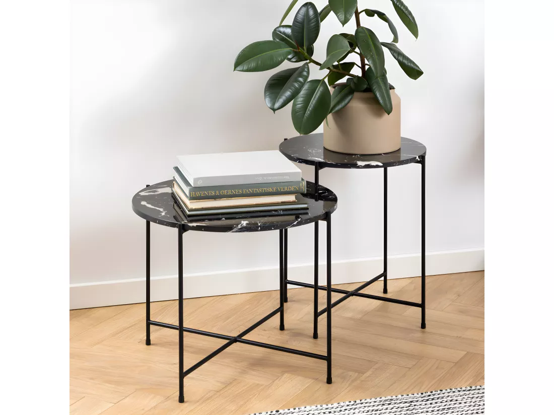 Tangara - Table d'appoint ronde en marbre ø52cm - Noir