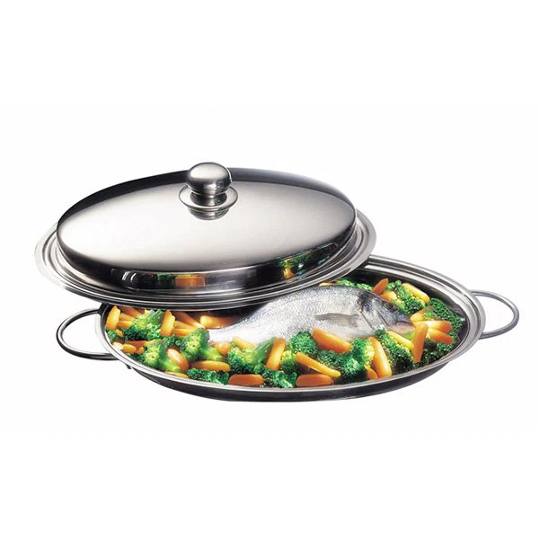 Poissonnière ovale en inox et couvercle 40 cm Inoxriv