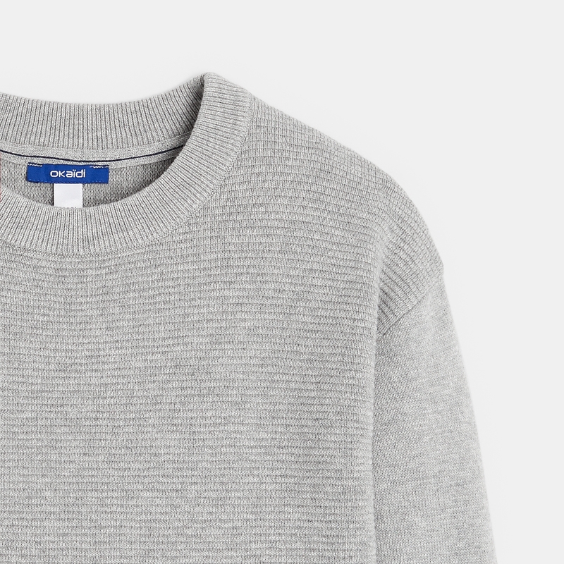 Pull à poche kangourou gris garçon
