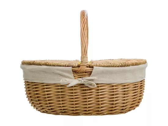 Panier en osier marron doublé 48x37x17/40h