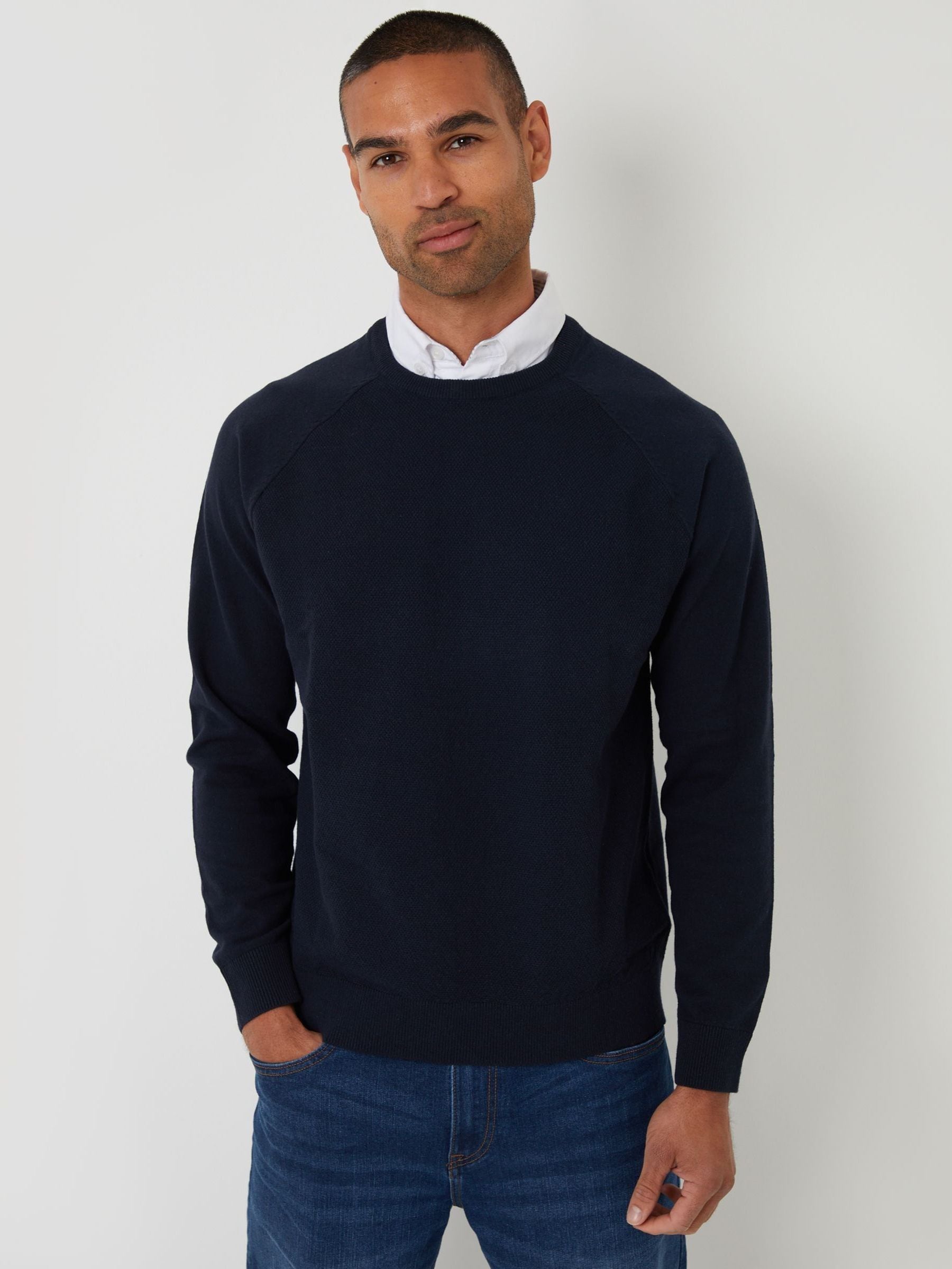 Blauw - Threadbare Mock Shirt Raglan Knitted Jumper