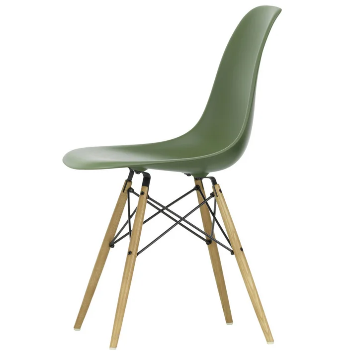 Vitra - Eames Plastic Side Chair DSW RE, Esche honigfarben / forest (Filzgleiter weiss)