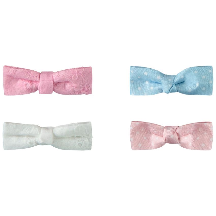 Lot de 4 barrettes nœuds fantaisie pour fille - Rose