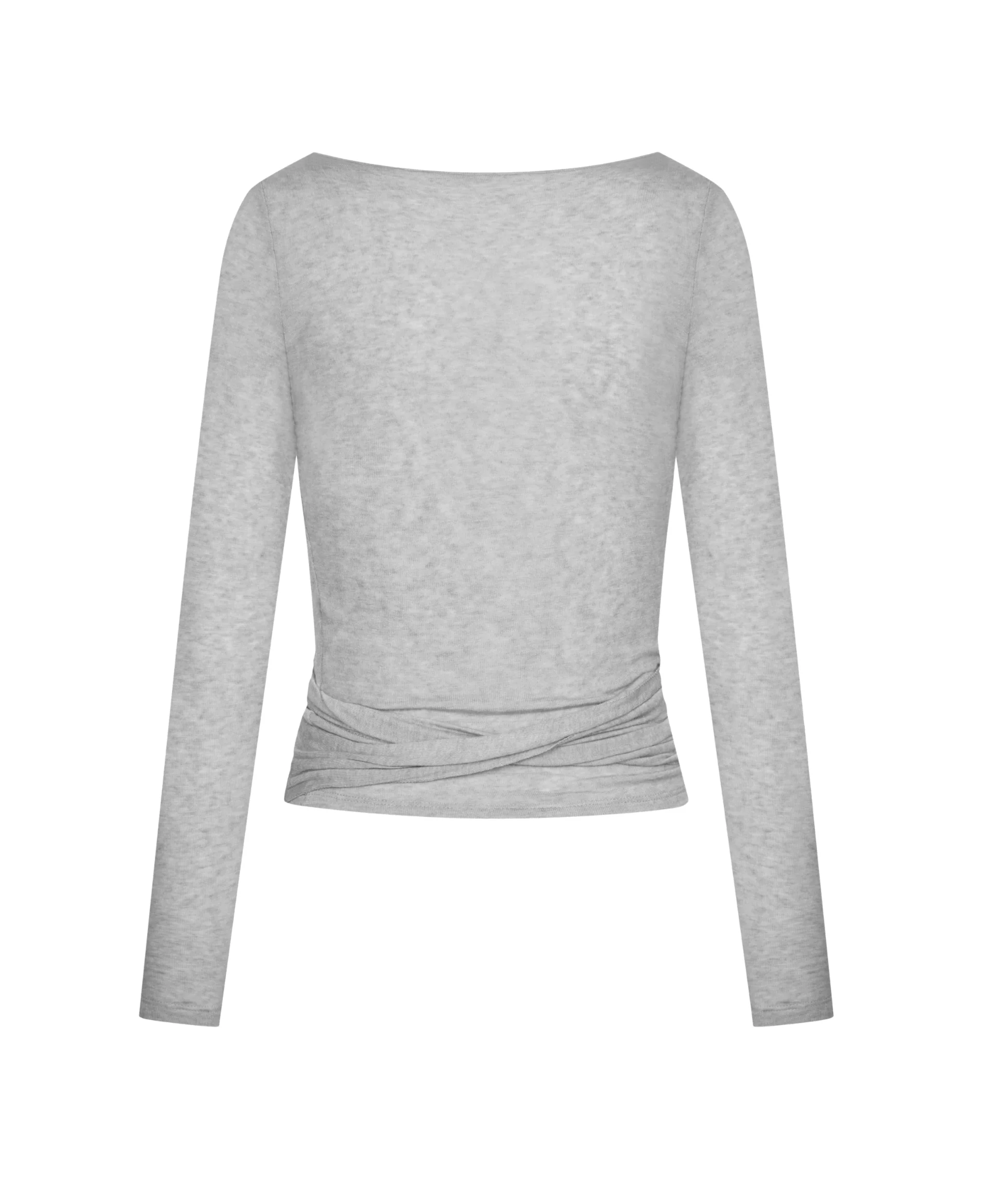 Gai+Lisva  Anne Wool Wrap langærmet t-shirt - Grey Mel