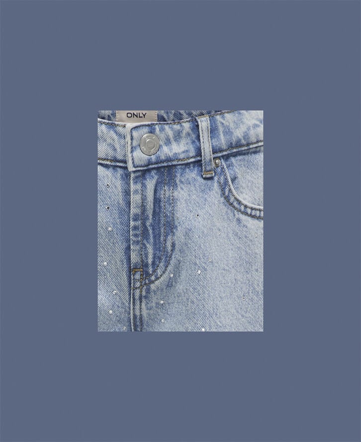 ONLY KOGCOBAIN RHINESTONE WIDE DNM AZG Light blue denim