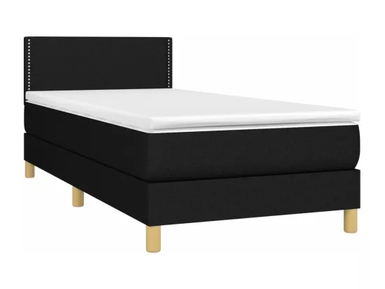Sommier tapissier avec matelas et LED Noir 90x190 cm Tissu
