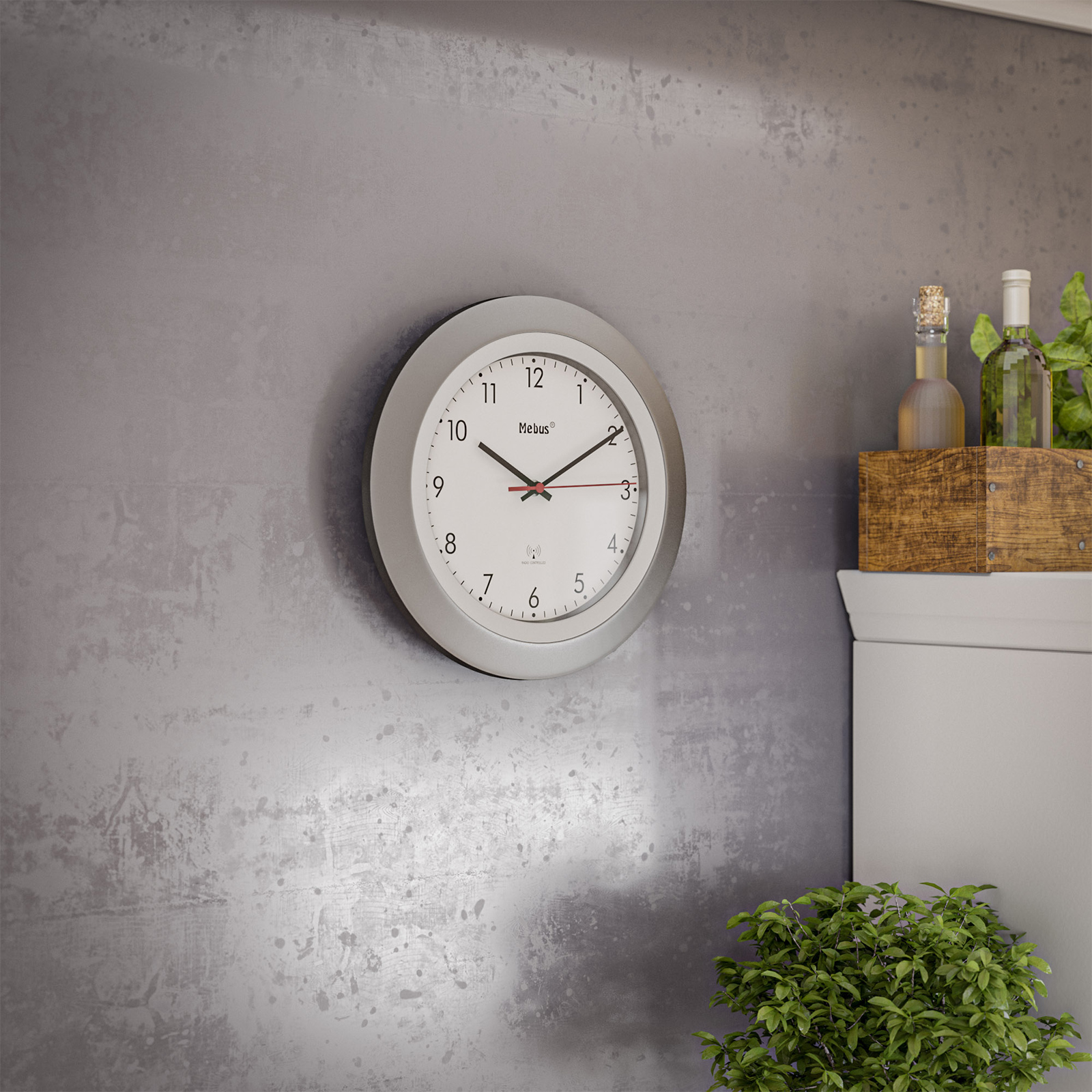 Funk-Wanduhr - silber -Ø 30 cm