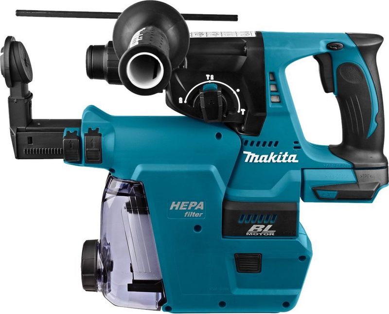 Makita combihamer - DHR242ZJW - 18 V - SDS-Plus - zonder accu's en lader - in Mbox - met stofafzuiging