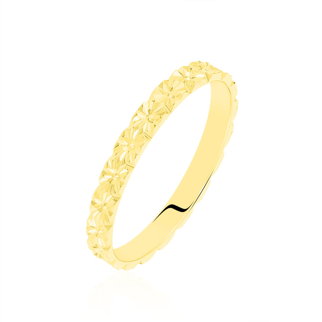 Alliance Fleur Diamantee Ruban Plat Or Jaune