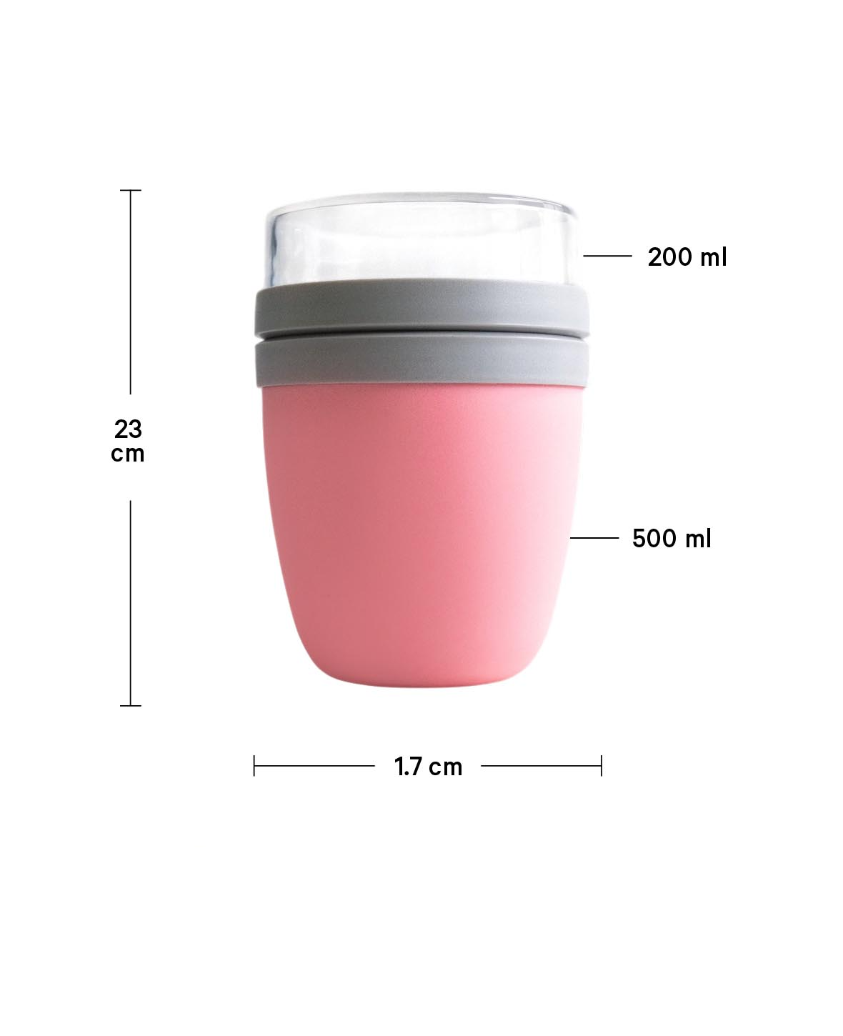(2er Set) 700ml Lunch Pot mit 2 Essens Behälter / Müsli / Joghurt / Suppe - Weiss / Rosa