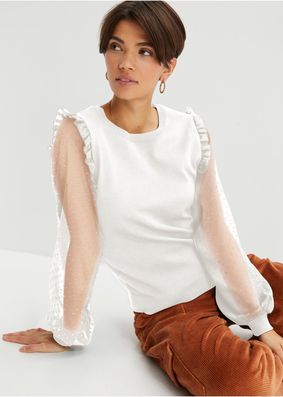 Pull à manches en dentelle