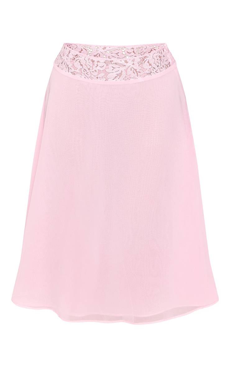 Rose Bébé Jupe Midi En Mousseline Avec Taille En Dentelle Petite - Ensemble Coordonné