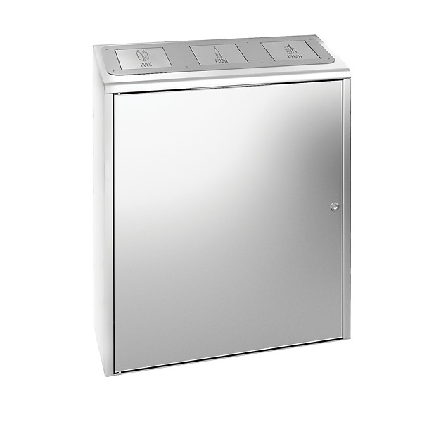 Borne à déchets pour le tri sélectif en inox 3x40 litres