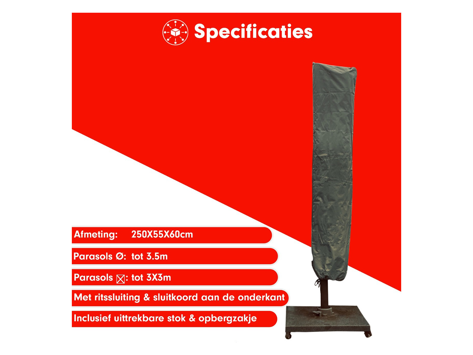 CUHOC Diamond Label 250x55x60 parasolhoes