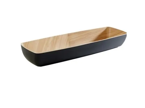 Skål Frida 3.65 ltr 53x16.2x7.5 cm Melamin Sort/Trælook,6 stk/pk