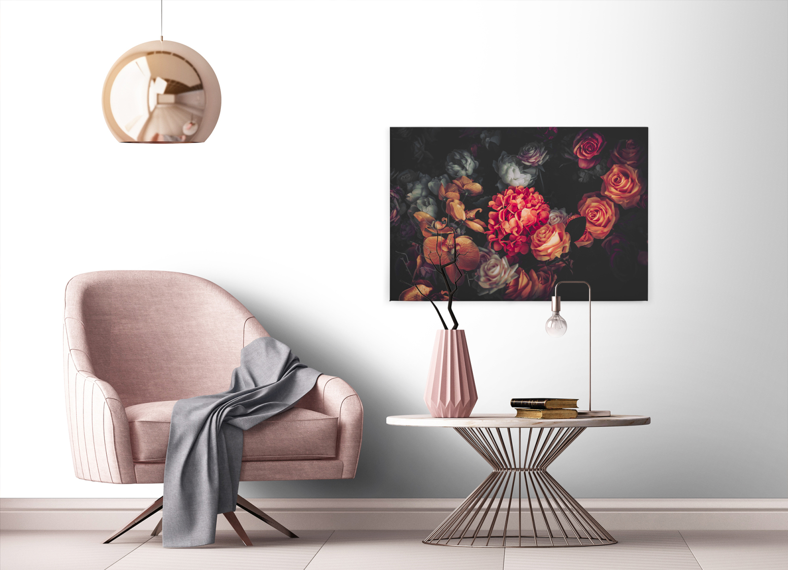 Leinwandbild BLUMEN - rot-schwarz - 90x60 cm