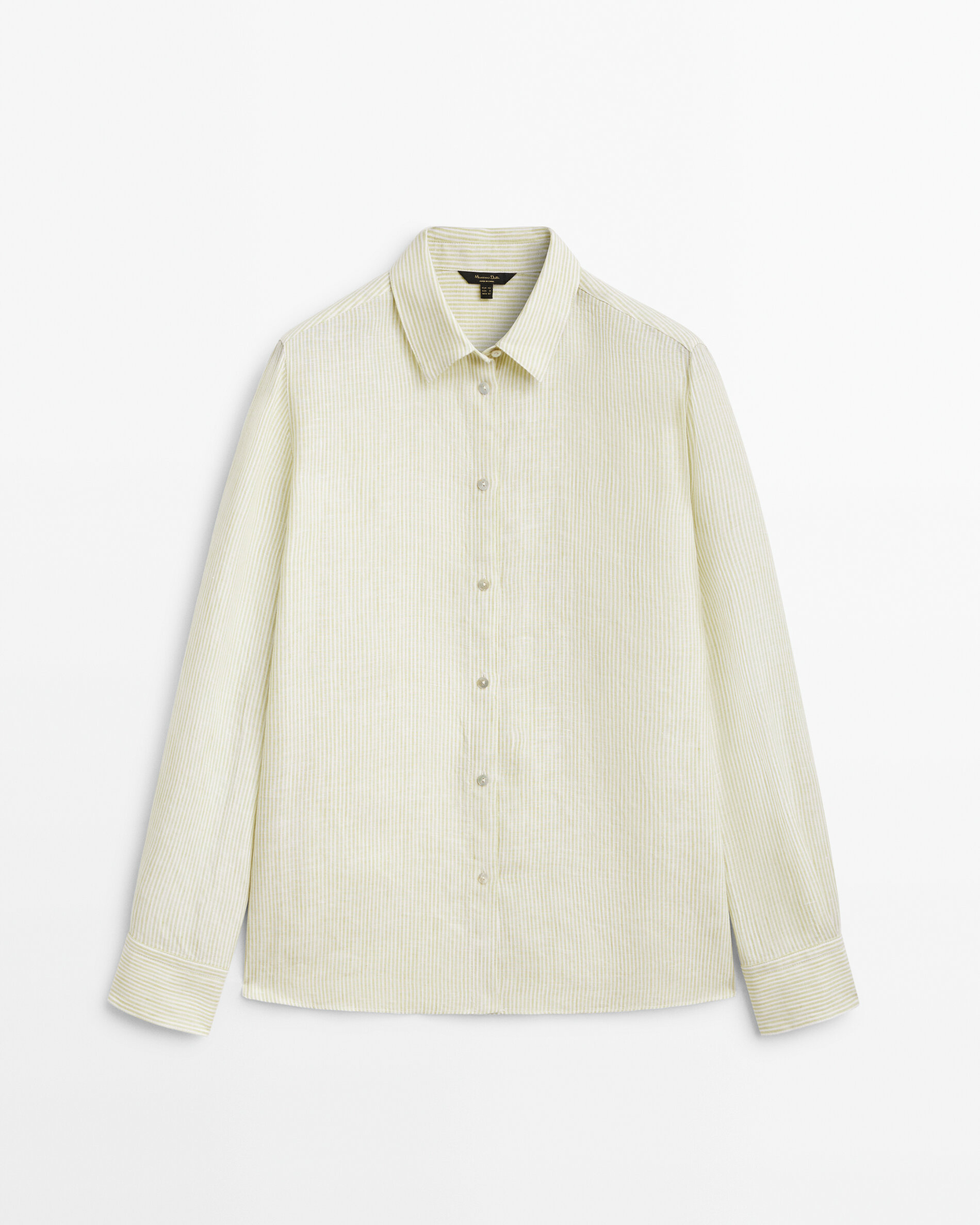 Camisa raias 100% lino - VERDE