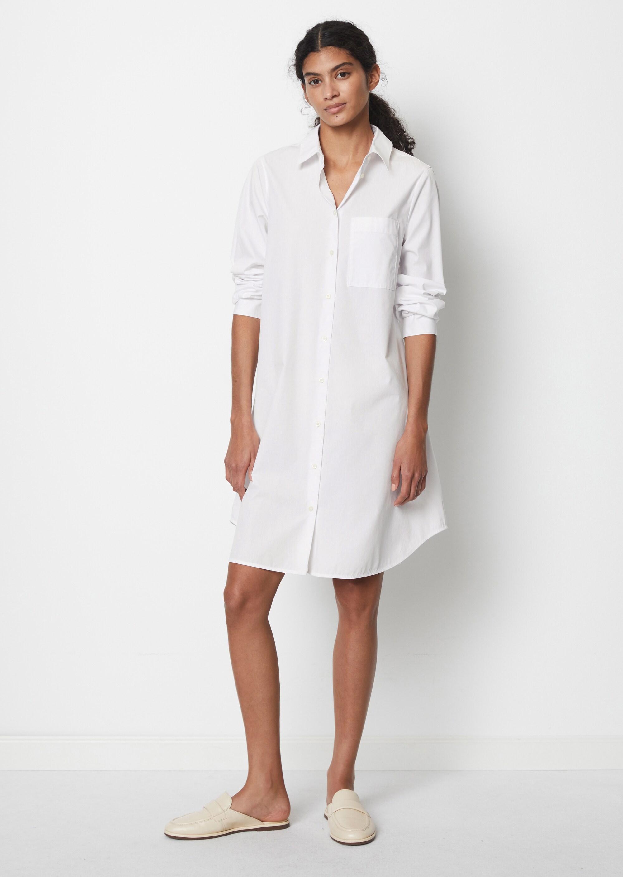 Hemdblusenkleid relaxedaus Popeline-Stretch