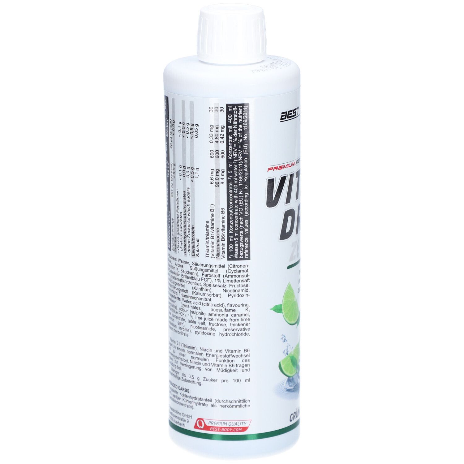 BEST BODY NUTRITION VITAL DRINK ZEROP® GRÜNTEE LIMETTE 500 ml