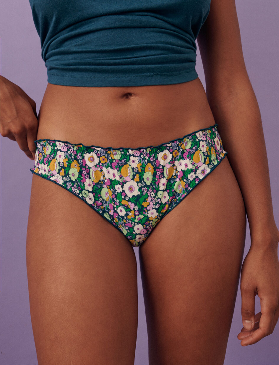 Culotte fantaisie - fleur liberty bleu canard