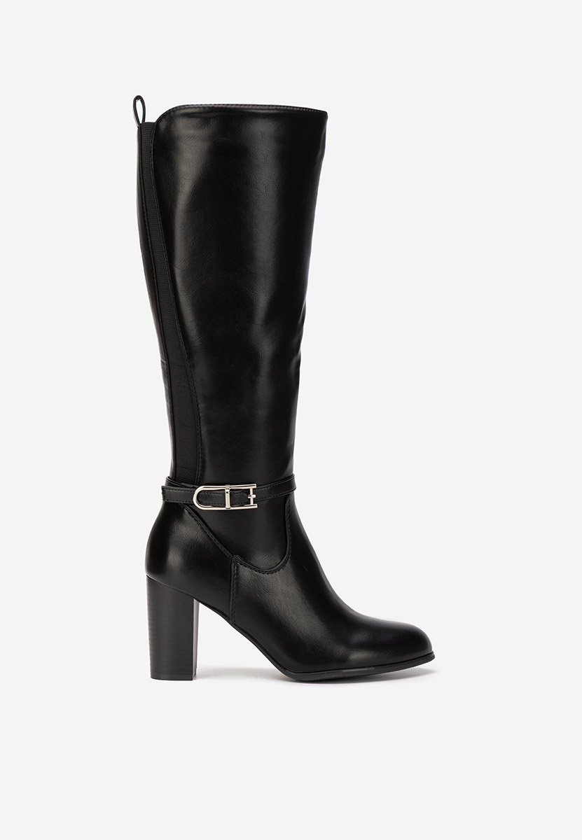 Bottes à talon carré noires Saviera