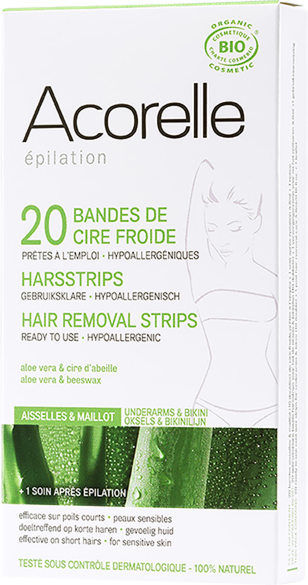Acorelle  Enthaarungsstreifen Achsel & Bikinizone, 20 Stk