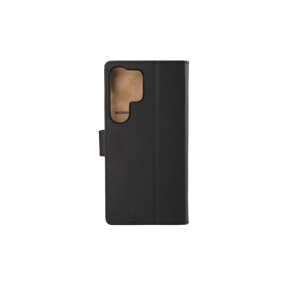 Samsung Galaxy S25 Ultra Echtleder Book Case Tasche Flip Cover Hand Made (MARCS25U-M01) - Schwarz