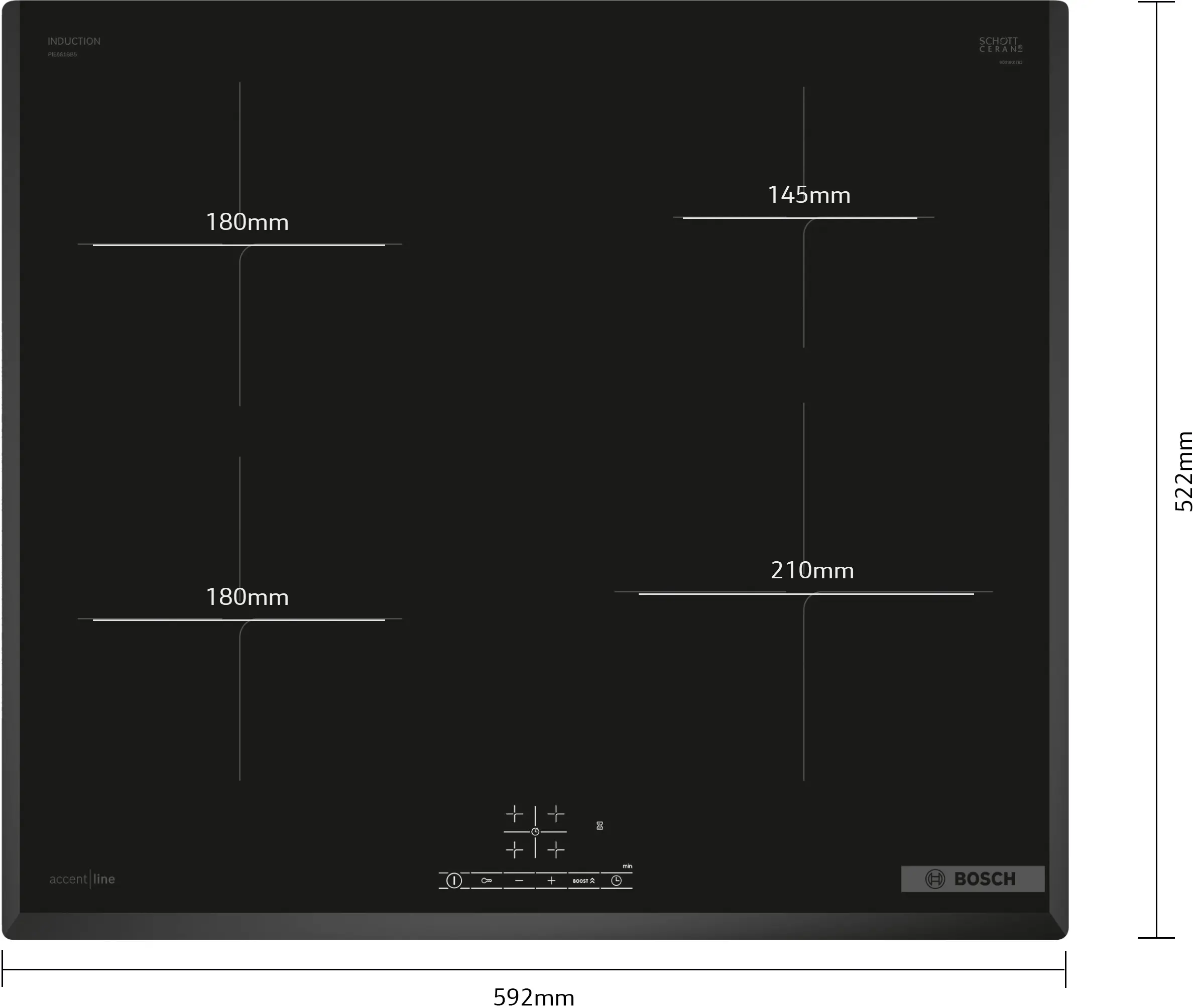 Serie 6 Inductiekookplaat 60 cm opbouwmontage zonder rand