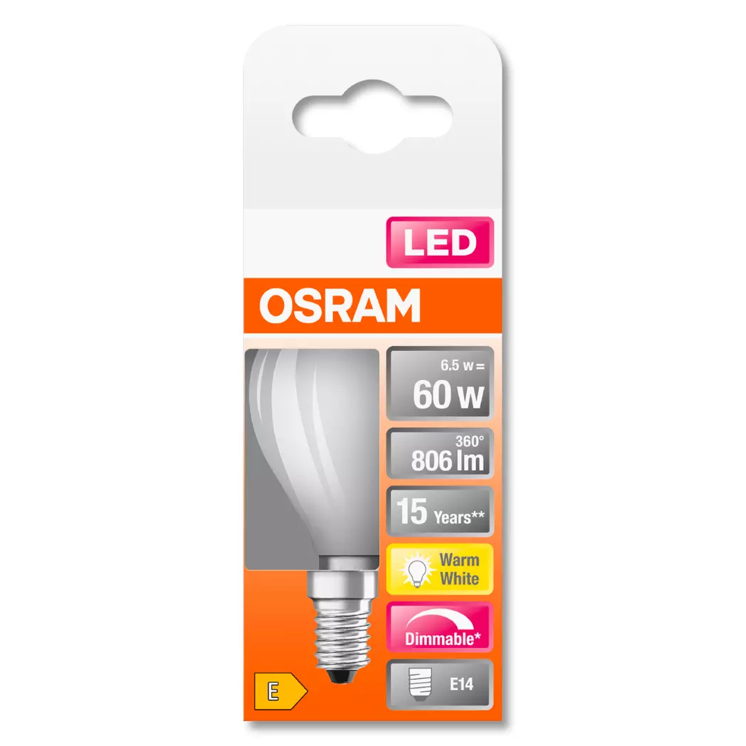 LED-Tropfen matt E14/ 5,5Watt/ Energie E