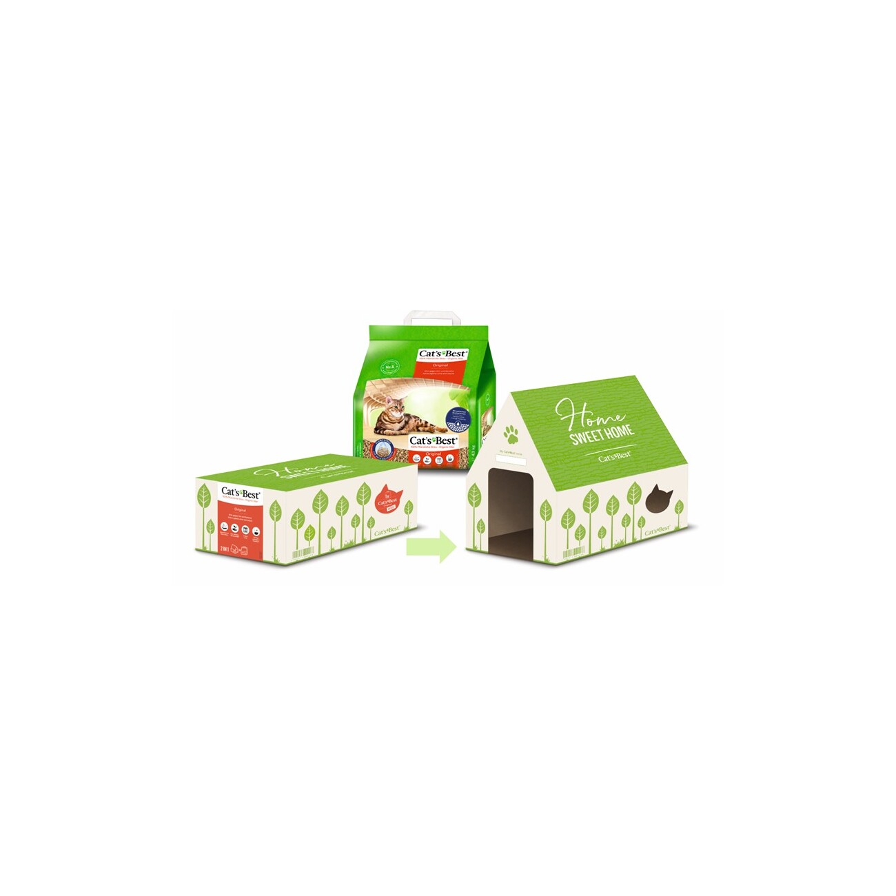 Cat's Best Aktion - Original Katzenstreu 4,3 kg + Katzenhaus