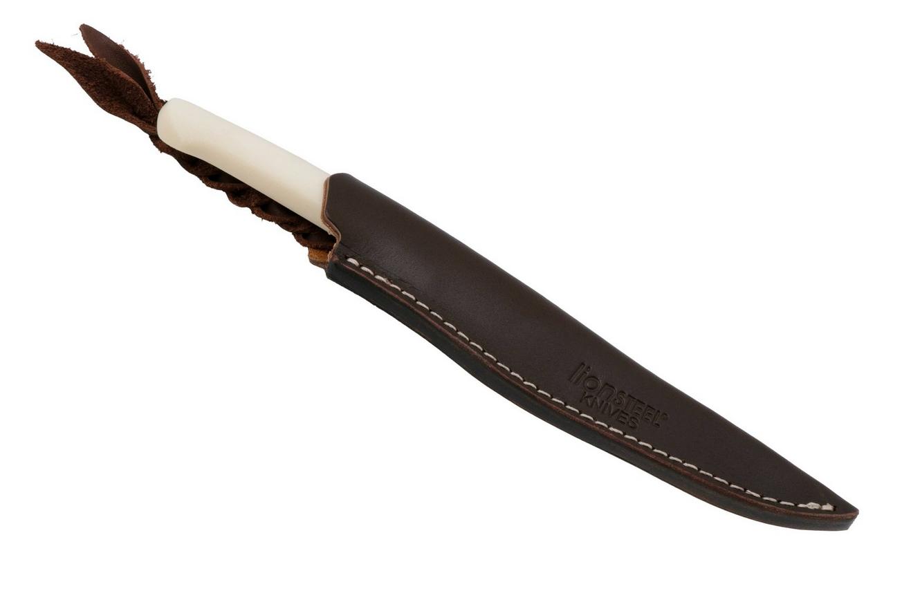 LionSteel Ago AG1-MW White Micarta, Titanium Guard, vaststaand mes