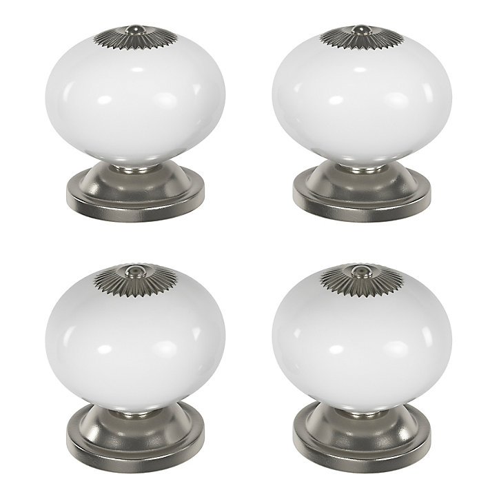 Bouton de meuble arrondi Vras blanc ⌀.40mm x L.40mm
