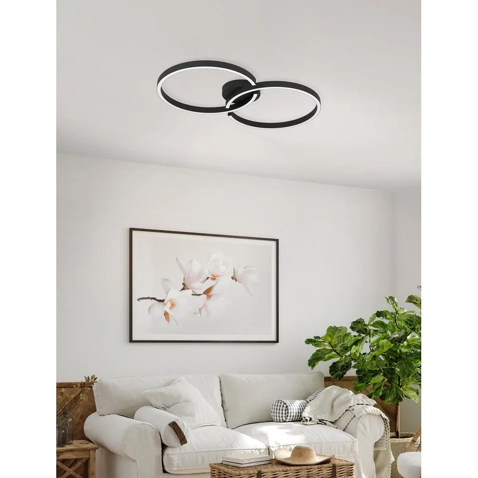 EGLO Amandolo Plafondlamp - LED - 67,5 cm - Zwart/Wit