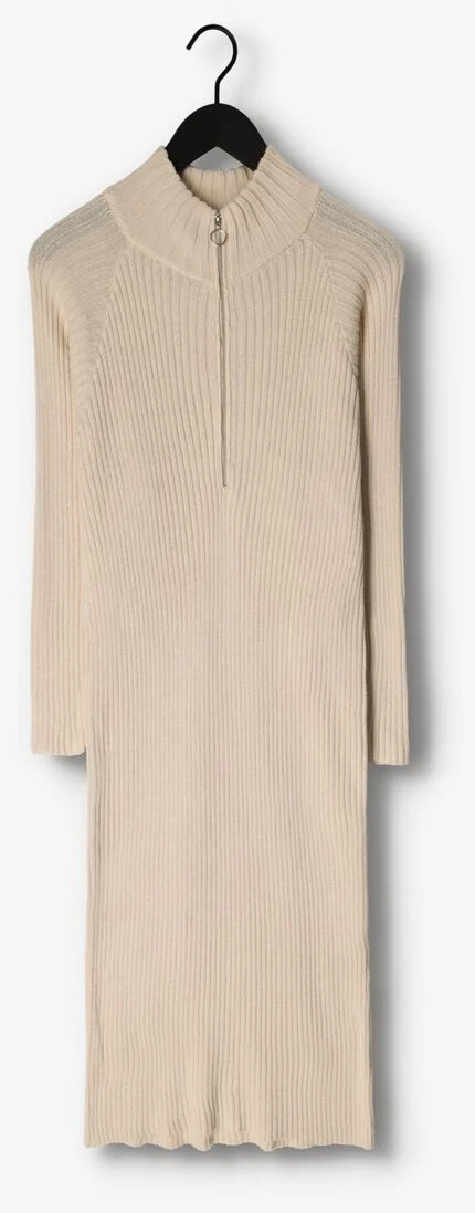 Y.A.S. beige y.a.s. midi jurk yasmavi ls knit midi zipper dress
