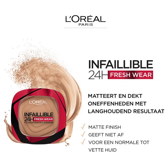 L'Oréal Paris Infaillible 24H Fresh Wear Foundation in a Powder 330 Hazelnut