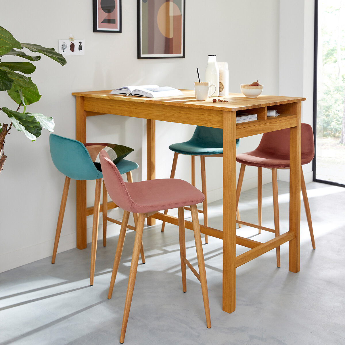 LA REDOUTE INTERIEURS<br>Mesa alta de carvalho para 4 pessoas, Adelita