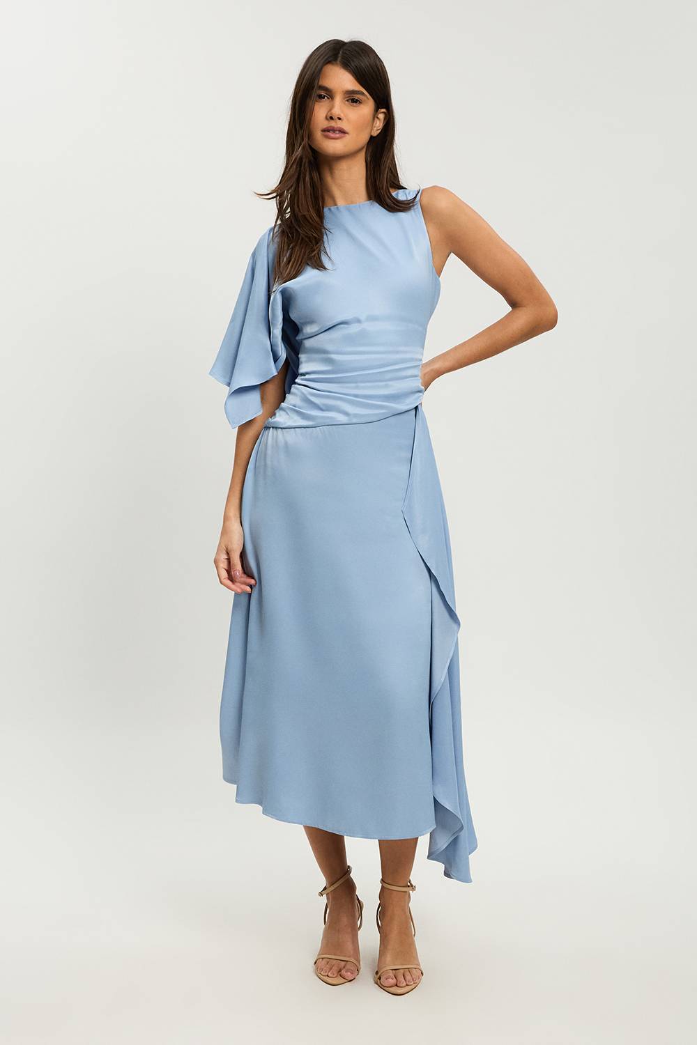 KarenMillen Robe Midi En Satin De Viscose Drapé Petite Taille
