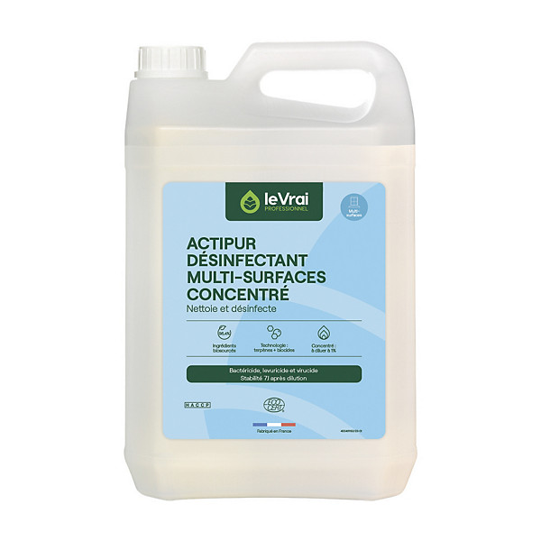 Désinfectant multi-usages concentré HACCP Le Vrai Actipur 5 L