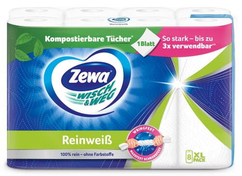 Zewa Wisch & Weg Küchentücher Reinweiß 8x45 Blatt