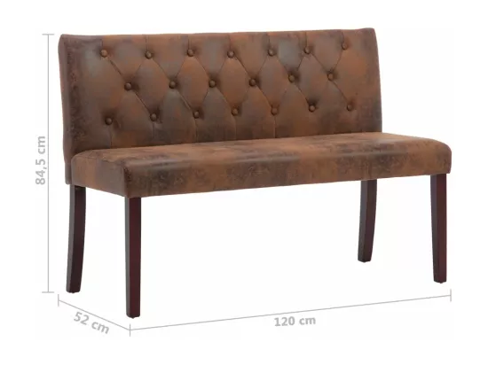Banc 120 cm Marron Similicuir daim