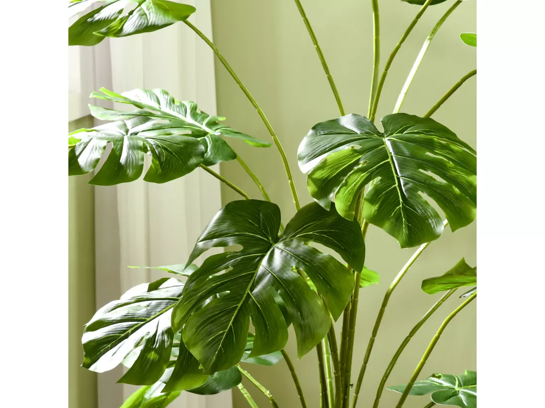 Arbre artificiel plante artificielle Monstera H. 180 cm tronc branches lichen feuilles de tortue grand réalisme pot inclus