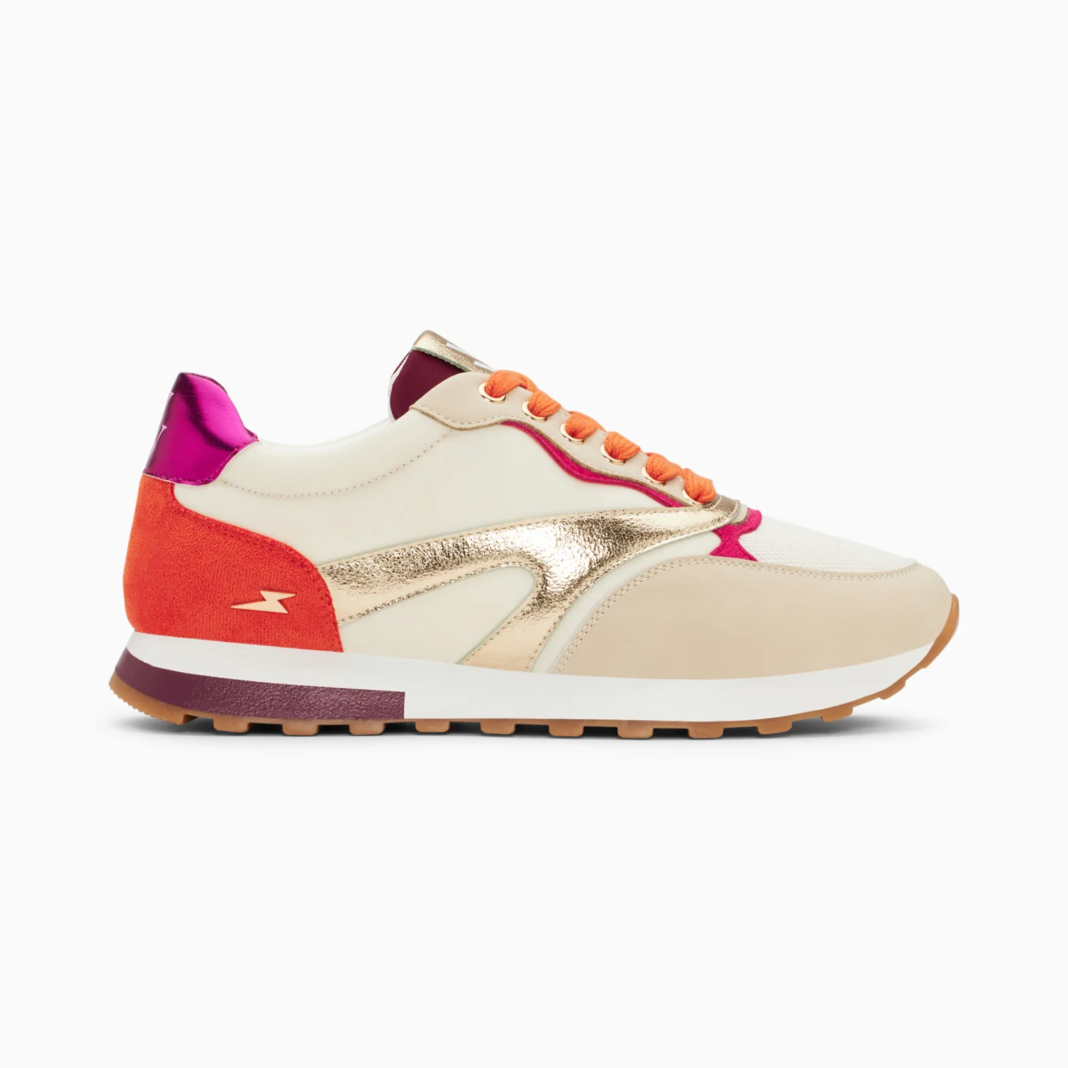 Sneakers-Baskets Jade or et orange à semelle running