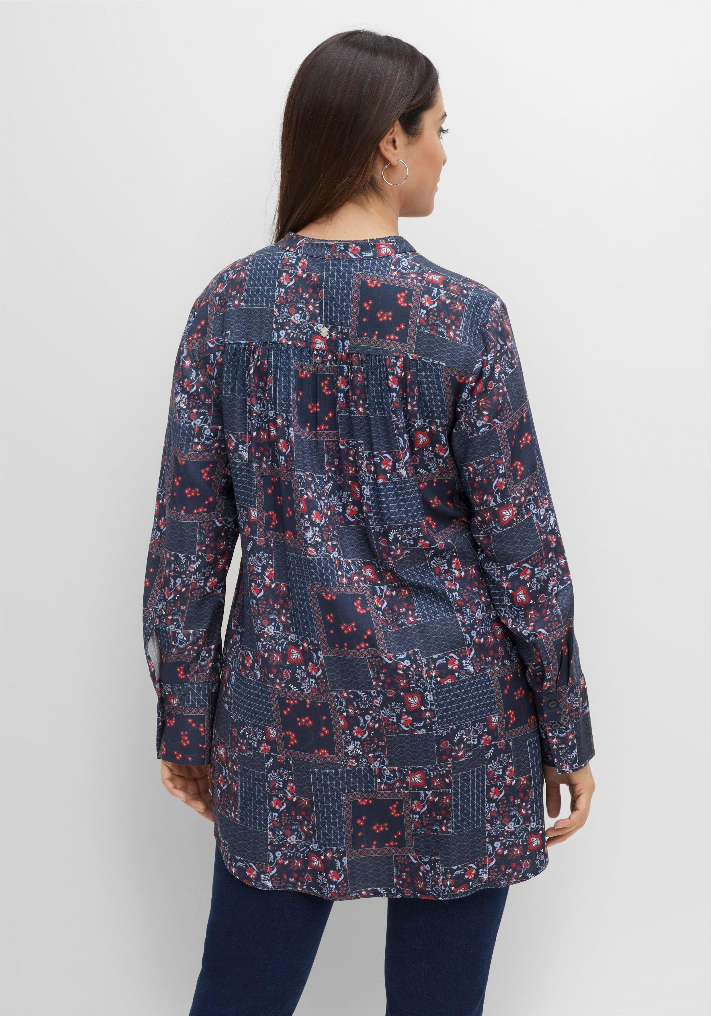 Longbluse mit Patchwork-Print, weich fließend
