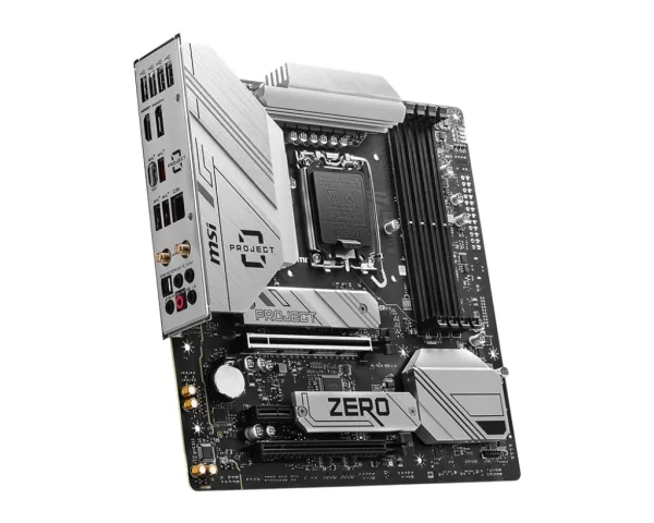 MSI B760M PROJECT ZERO - Bundkort - micro ATX - LGA1700 sokkel - B760 Chipset - USB 3.2 Gen 1, USB 3.2 Gen 2, USB-C 3.2 Gen2, USB-C 3.2 Gen 2x2 - 2.5 Gigabit LAN, Wi-Fi 6E, Bluetooth - onboard grafik (CPU påkrævet) - HD Audio (8-kanaler)