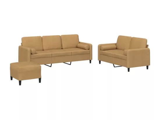 Ensemble de canapés 3 pcs avec coussins marron velours