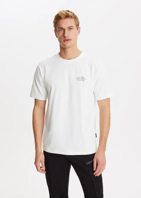 T-shirt met print kompas off-white (WIT.O)